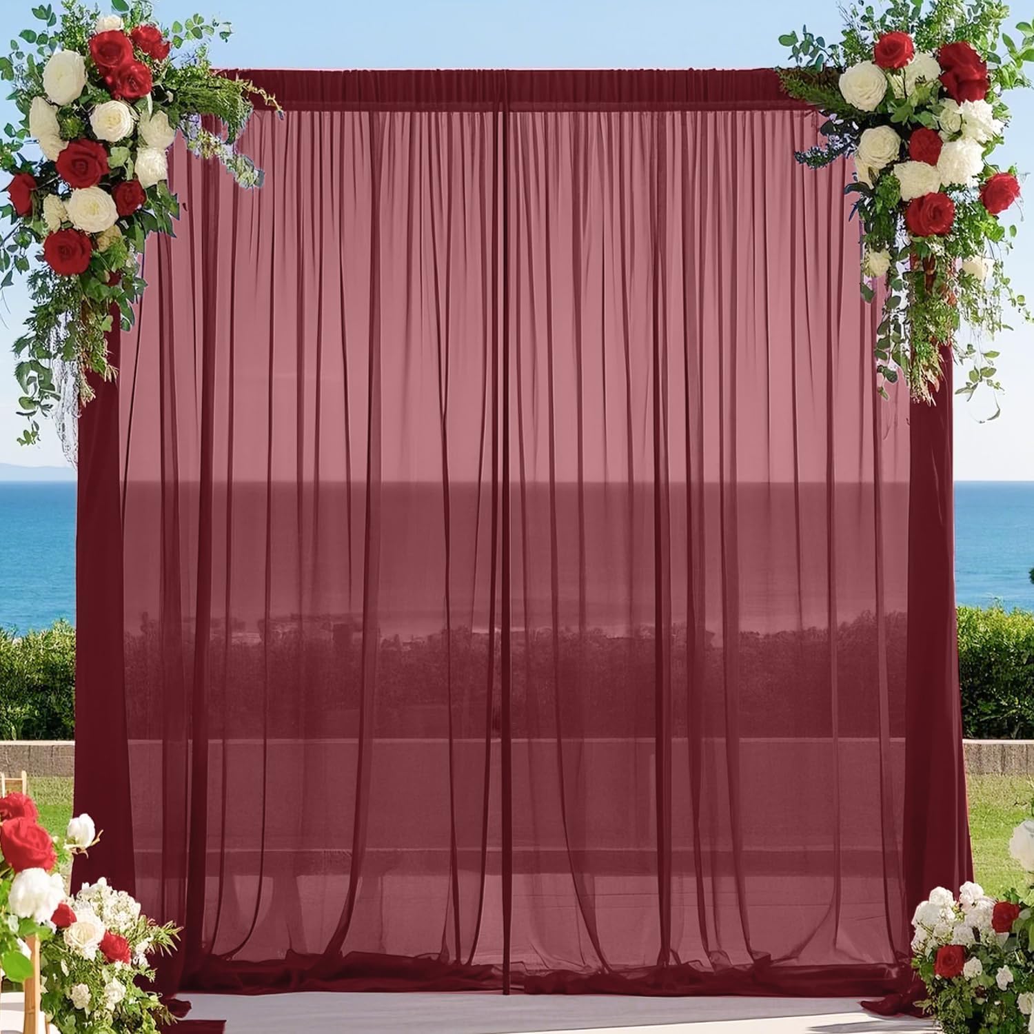 2Pcs Burgundy Backdrop Curtain - Photography Hotel review and price