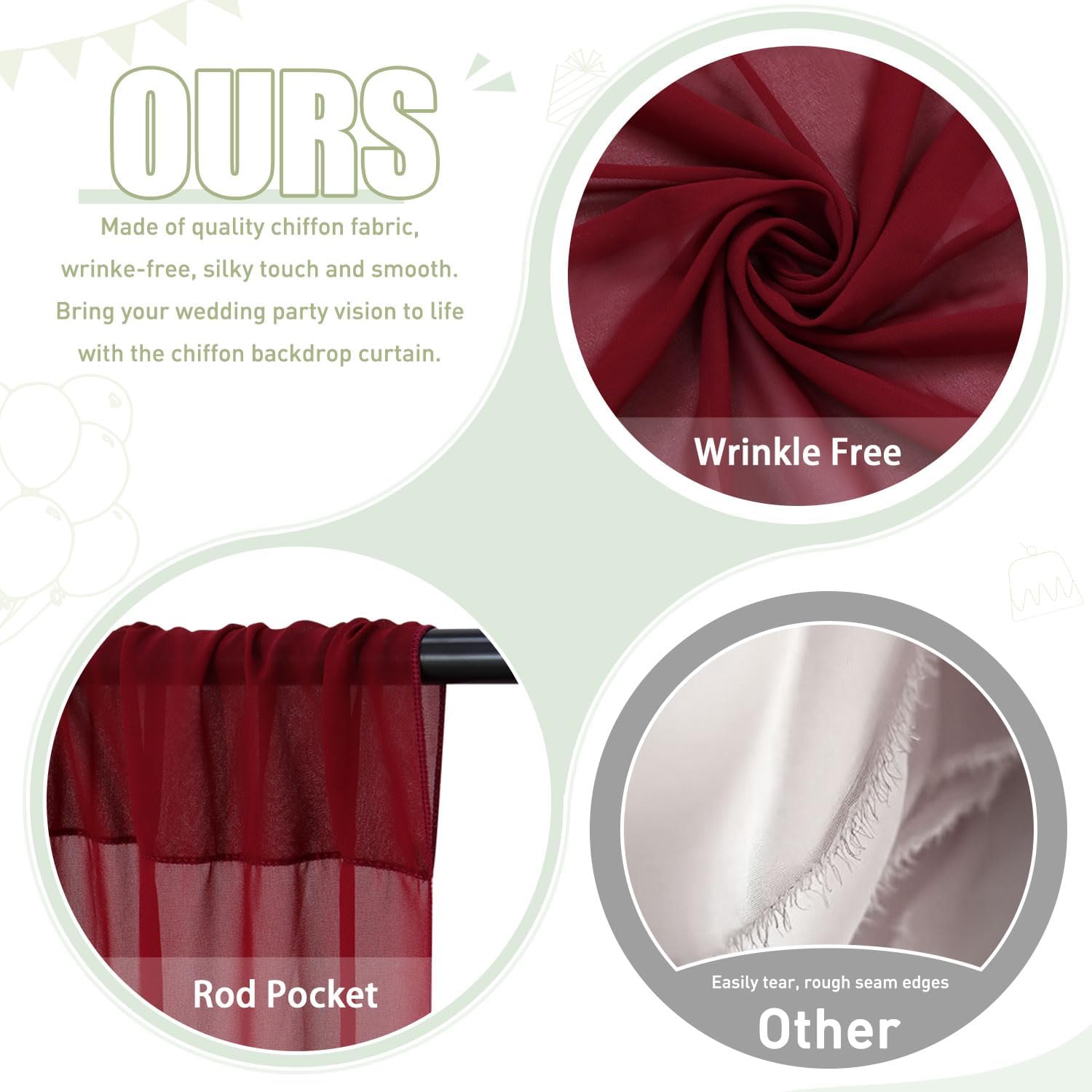2Pcs Burgundy Backdrop Curtain - Photography Hotel review and price